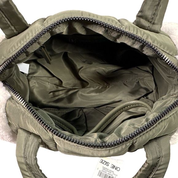 INC International Concepts Breeah Mini Barrel Crossbody Handbag - Moss Sherpa - Picture 4 of 7